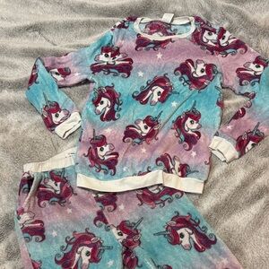 PatPat Unicorn Print Kids Pajama Set - Blue and Pink